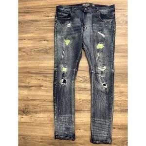 AHP Another Hype Piece Men's Ripped Skinny Jeans Size 42 Paint Splash